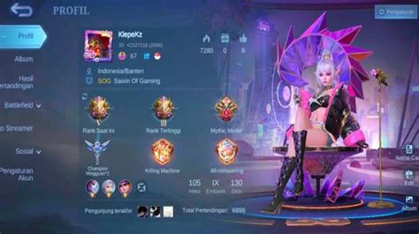 Sertifikat, penghargaan, tanda, atau dokumen yang dipajang di akun mobile legend potongan Bonus member waktu bermain